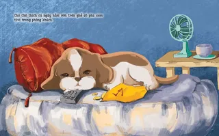 Chú Chó lười biếng nằm xem tivi