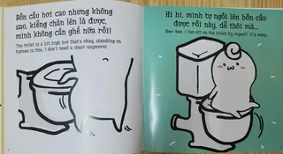 Miu Miu tự ngồi lên bồn cầu một mình