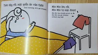 Miu Miu tự mặc quần áo buổi sáng