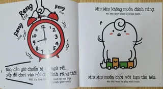 Miu Miu không muốn đánh răng, thích chơi tàu hỏa