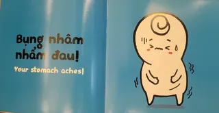 Minh họa bé đau bụng nhâm nhẩm
