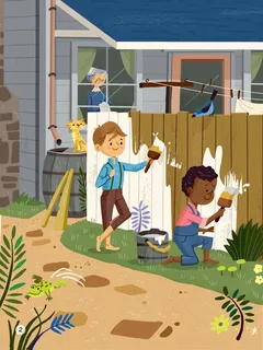 Tom Sawyer sơn hàng rào cùng bạn