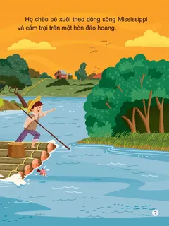 Minh họa chèo bè trên sông Mississippi