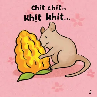 Chú chuột ngửi hoa vàng rực rỡ