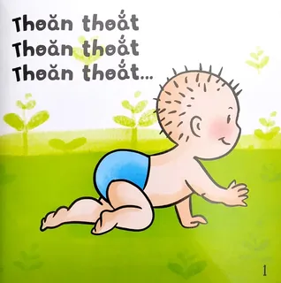 Bé bò thoăn thoắt trên thảm cỏ xanh