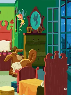 Tinker Bell và chú chó Nana trong phòng ngủ