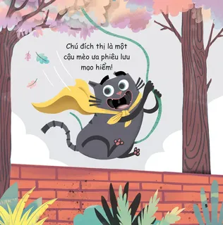 Chú mèo phiêu lưu mạo hiểm đu dây