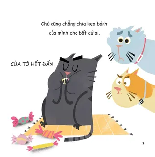 Chú mèo đen ích kỷ không chia sẻ kẹo bánh