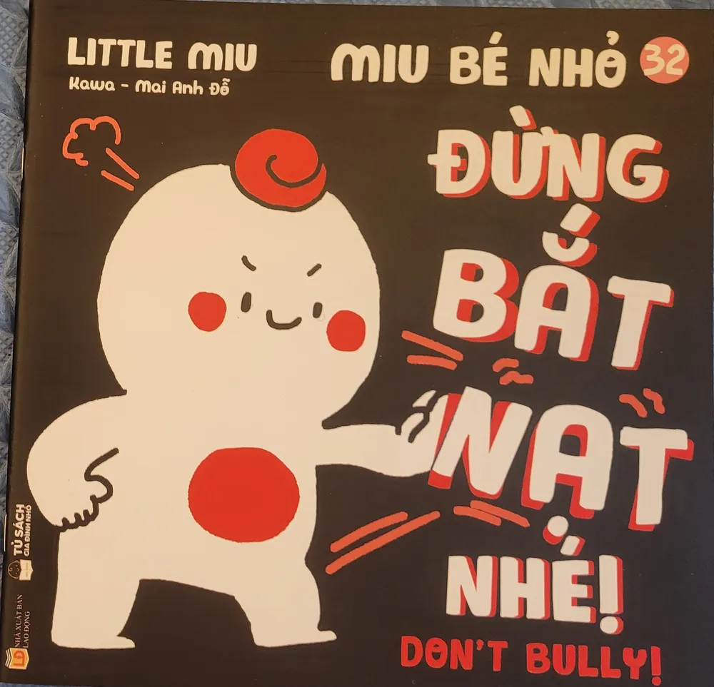 Sách Ehon Kĩ Năng Sống Miu Bé Nhỏ Tập 32 Đừng Bắt Nạt Nhé bìa mềm cho bé 2-10 tuổi của Kawa, Mai Anh Đỗ, bìa nâu đen
