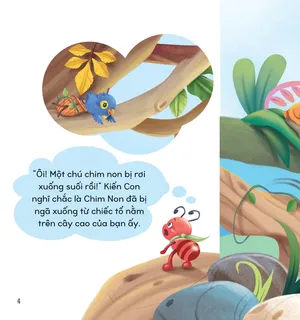 Kiến Con phát hiện Chim Non rơi xuống suối