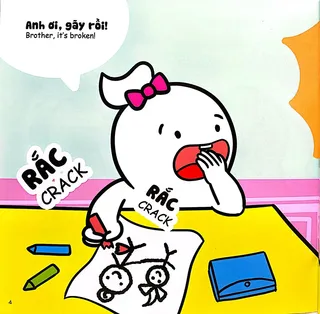 Miu Miu vô tình làm gãy bút chì màu