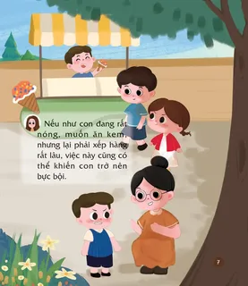 Minh họa bực bội khi xếp hàng mua kem