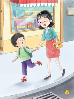 Bé nắm tay mẹ đi dạo phố