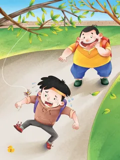 Cảnh bé trai bị nhện dọa bạn trêu