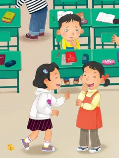 Cảnh hai bạn cười đùa, bạn trai buồn tủi
