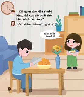 Bé quan tâm chăm sóc bố bằng bánh