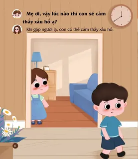 Bé xấu hổ khi gặp người lạ