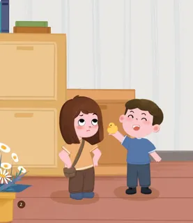 Cậu bé khoe đồ chơi với bạn gái