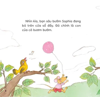 Chú chuột và bóng bay hồng dưới cây