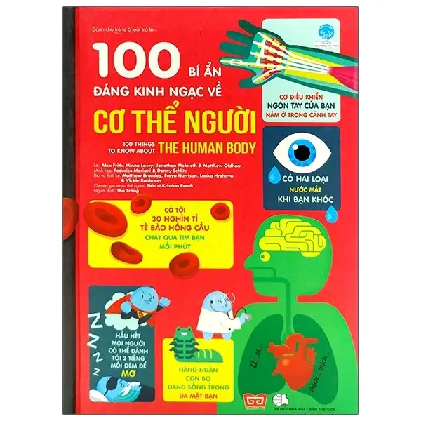Sách 100 Bí Mật Kinh Ngạc về Cơ Thể Người bìa cứng cho bé 6 tuổi trở lên của Alex, NXB Thế Giới, bìa đỏ nổi bật