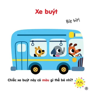 Xe buýt màu xanh và các con vật