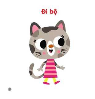 Bé học từ vựng đi bộ qua hình mèo
