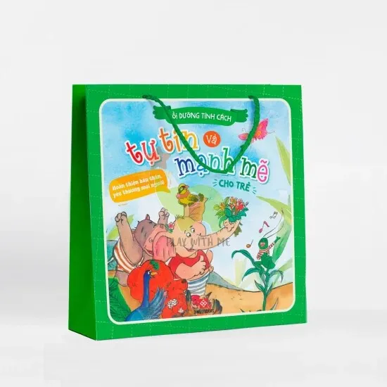 Sách Bồi Dưỡng Tính Cách Tự Tin Và Mạnh Mẽ Cho Trẻ bìa mềm cho bé 3-6 tuổi của Tiểu Kỳ Lân, túi xanh lá