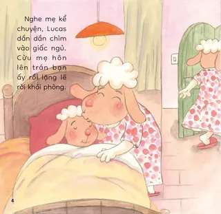 Mẹ hôn con ngủ ngoan sau câu chuyện