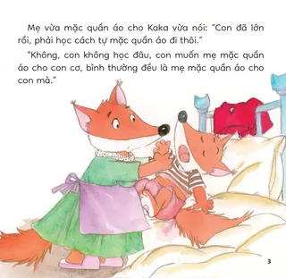 Kaka ỷ lại mẹ mặc quần áo