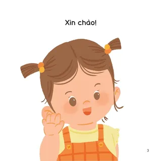 Bé chào hỏi vui vẻ với nụ cười
