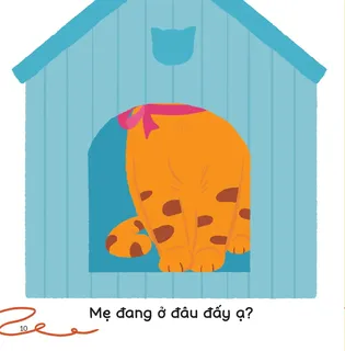 Mèo mẹ trốn trong ngôi nhà xanh