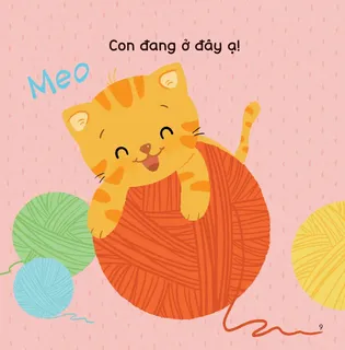 Chú mèo vui chơi cùng cuộn len