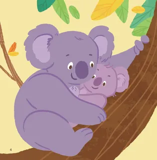 Koala mẹ ôm ấp koala con trên cây