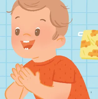 Bé vui vẻ rửa tay sạch sẽ mỗi ngày