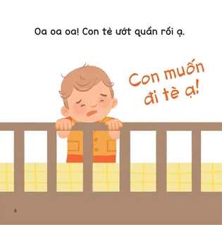 Bé khóc vì tè ướt quần trong cũi