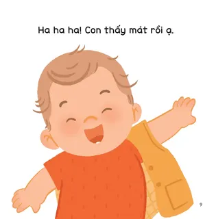 Bé cười vui vẻ thấy mát rồi