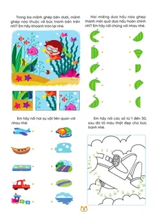 Bài tập ghép hình, nối đôi và nối số