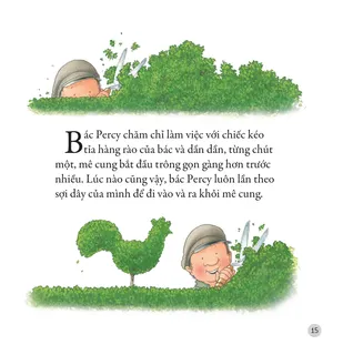Bác Percy tỉa hàng rào mê cung gọn gàng