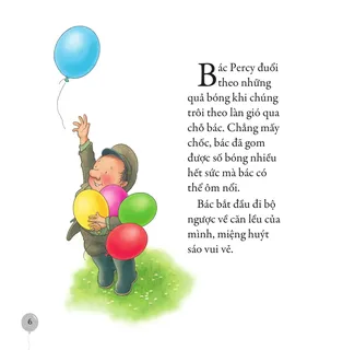 Bác Percy vui vẻ gom bóng bay đầy tay