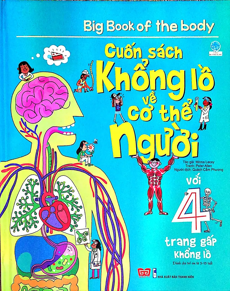 Sách Tương Tác Big Book Cuốn Sách Với Trang Gấp Khổng Lồ Cơ Thể Người bìa cứng cho bé 2-12 tuổi của Minna Lacey, bìa xanh ngọc nổi bật
