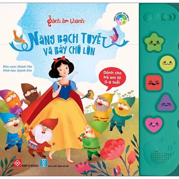 Sách Âm Thanh Nàng Bạch Tuyết Và Bảy Chú Lùn cho bé 0-6 tuổi của Khánh Vân, bìa mềm màu xanh pastel