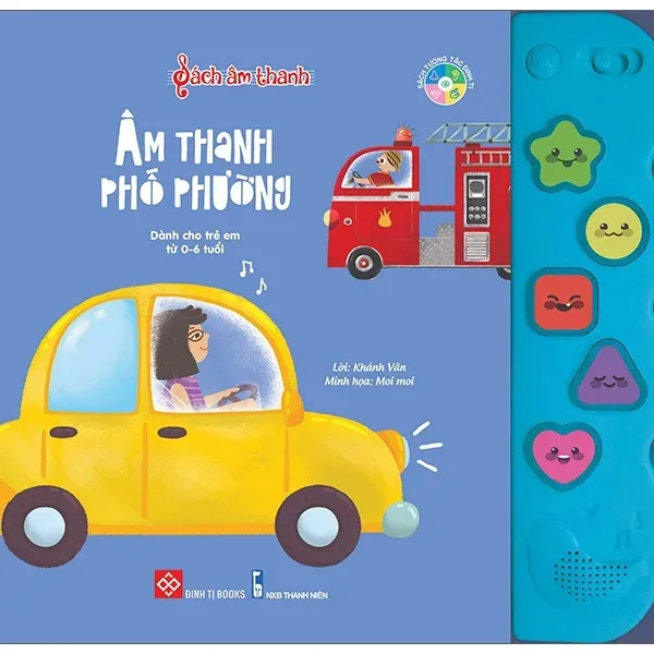 Sách Tương Tác - Sách Âm Thanh Phố Phường bìa cứng cho bé 0 tuổi của Khánh Vân, bìa xanh dương