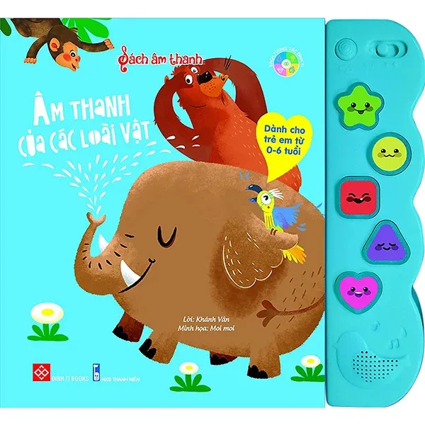 Sách Tương Tác Âm Thanh Các Loài Vật bìa mềm cho bé 0-6 tuổi của Khánh Vân, bìa xanh ngọc