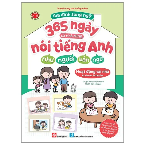Sách Gia Đình Song Ngữ - 365 Ngày Cả Nhà Cùng Nói Tiếng Anh Như Người Bản Ngữ bìa mềm của Patra Patphureerat, bìa xanh lá pastel