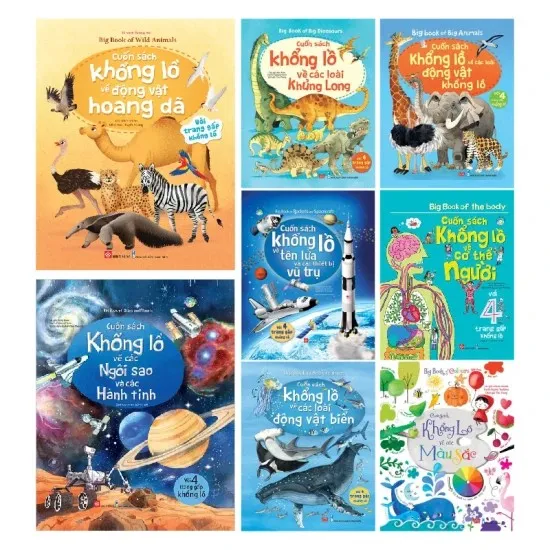 Big Book - Bộ 8 cuốn sách trang gấp khổng lồ: động vật, khủng long, vũ trụ, cơ thể người
